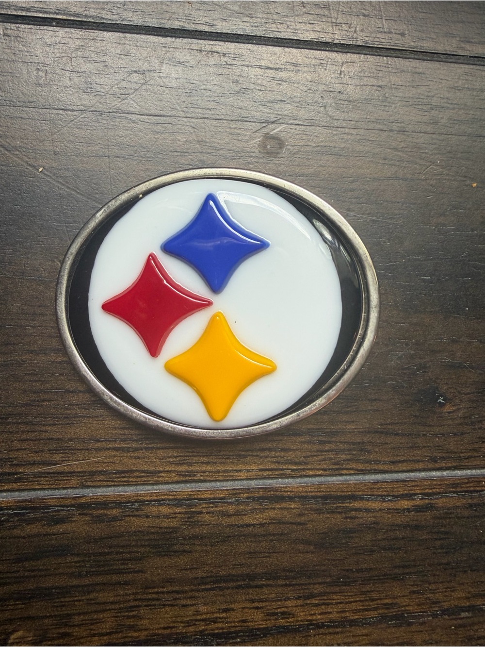 Handmade Fused Glass Pittsburgh Steelers Belt Buckle NFL Football
